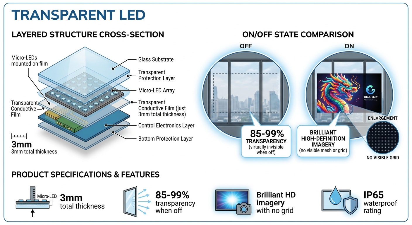 Transparent LED micro-display diagram